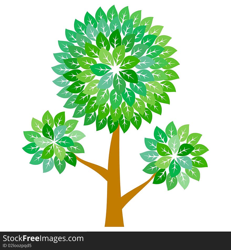 Abstract green tree. Vector illustration