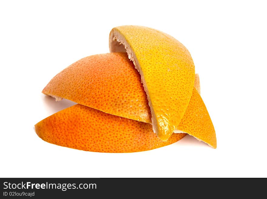 Peel of citrus grapefruit isolated on white background