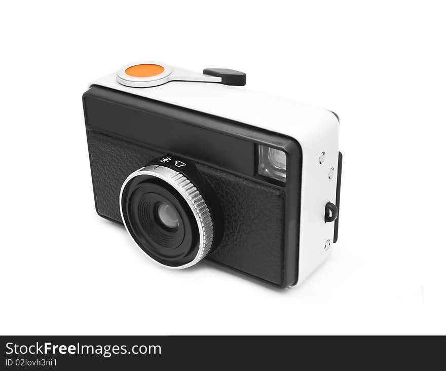 Retro film camera isolated on white