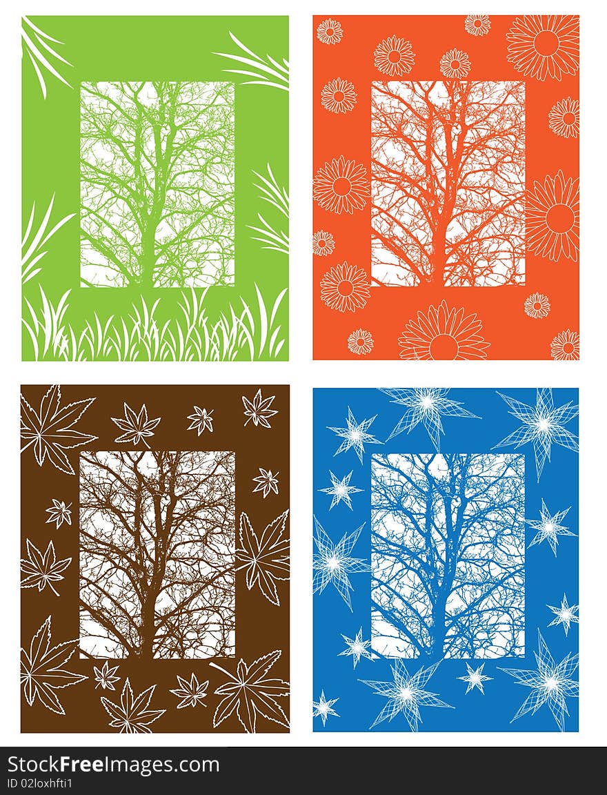 Color picture with four season symbols