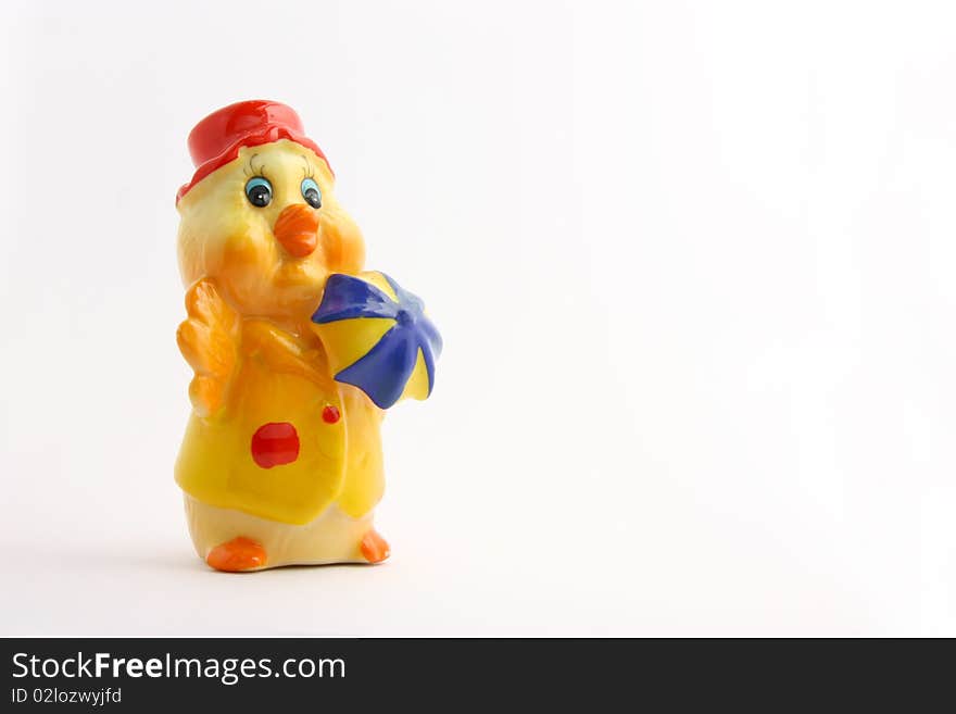 The duck ceramic toy, isolated. The duck ceramic toy, isolated