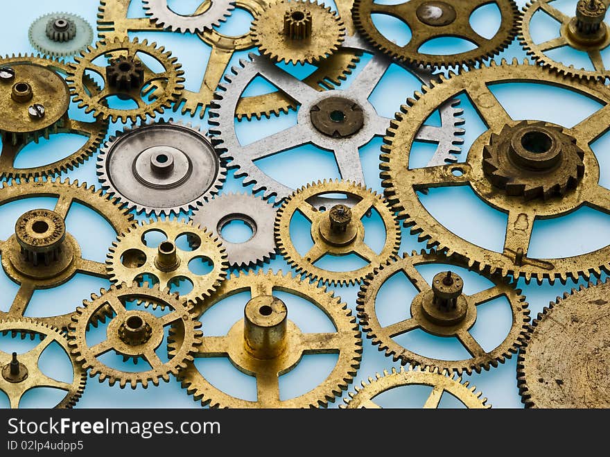 Close up of old clock gears with limited depth of field. Close up of old clock gears with limited depth of field