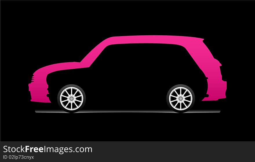 Old and new car silhouete vector over black background. Old and new car silhouete vector over black background