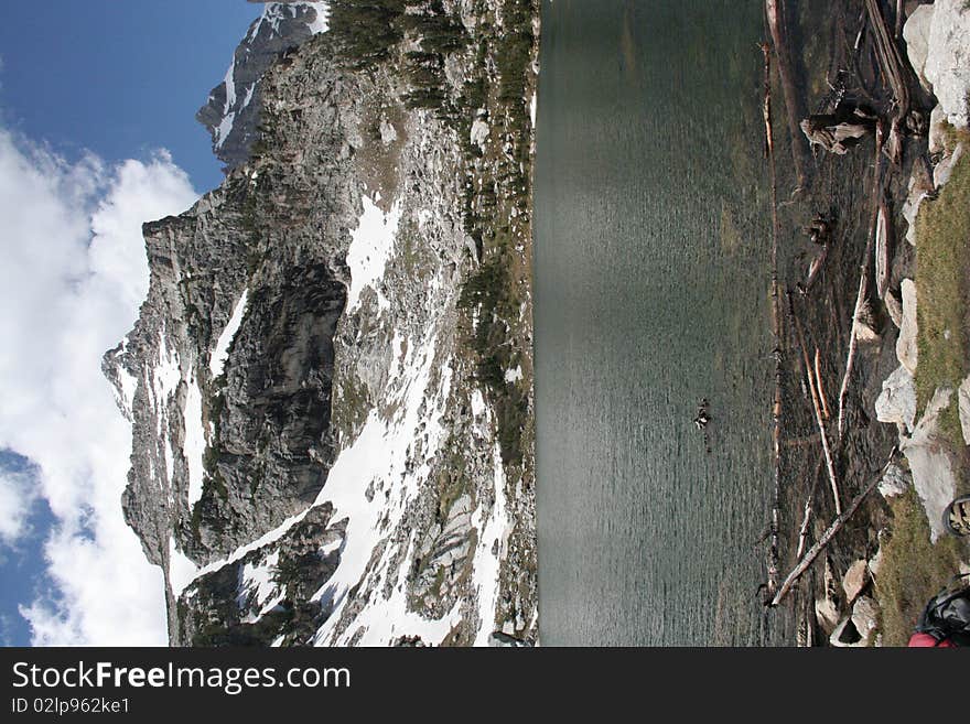 Snowy Alpine Lake