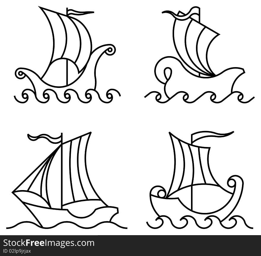 Graphic illustration of artistic yachts