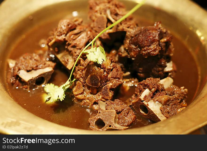 Chinese famous sheep bones pot. (Sheep spine). It is famous hot pot in northern China. Chinese famous sheep bones pot. (Sheep spine). It is famous hot pot in northern China