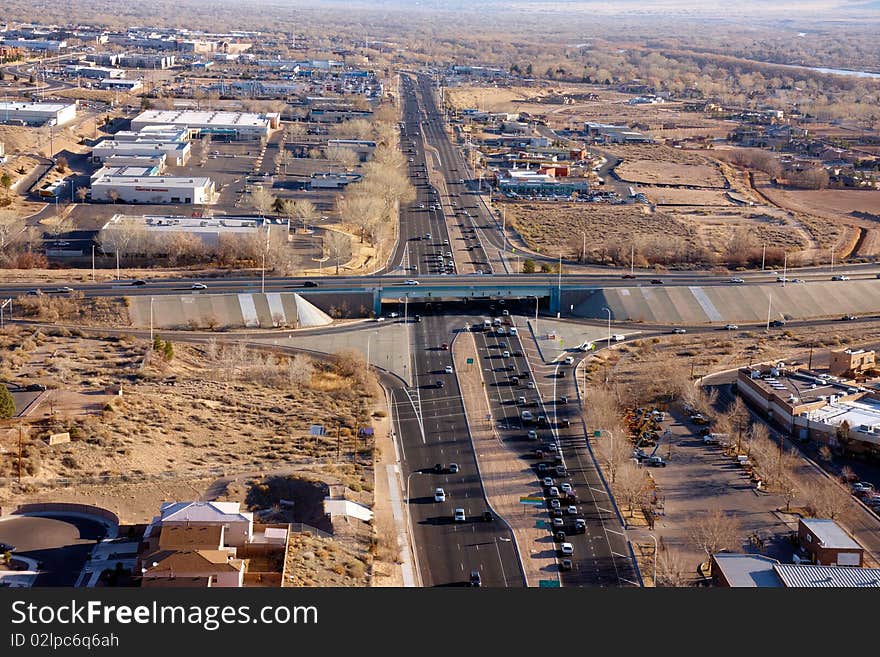 Highway view from above , image was taken in NM USA. Highway view from above , image was taken in NM USA