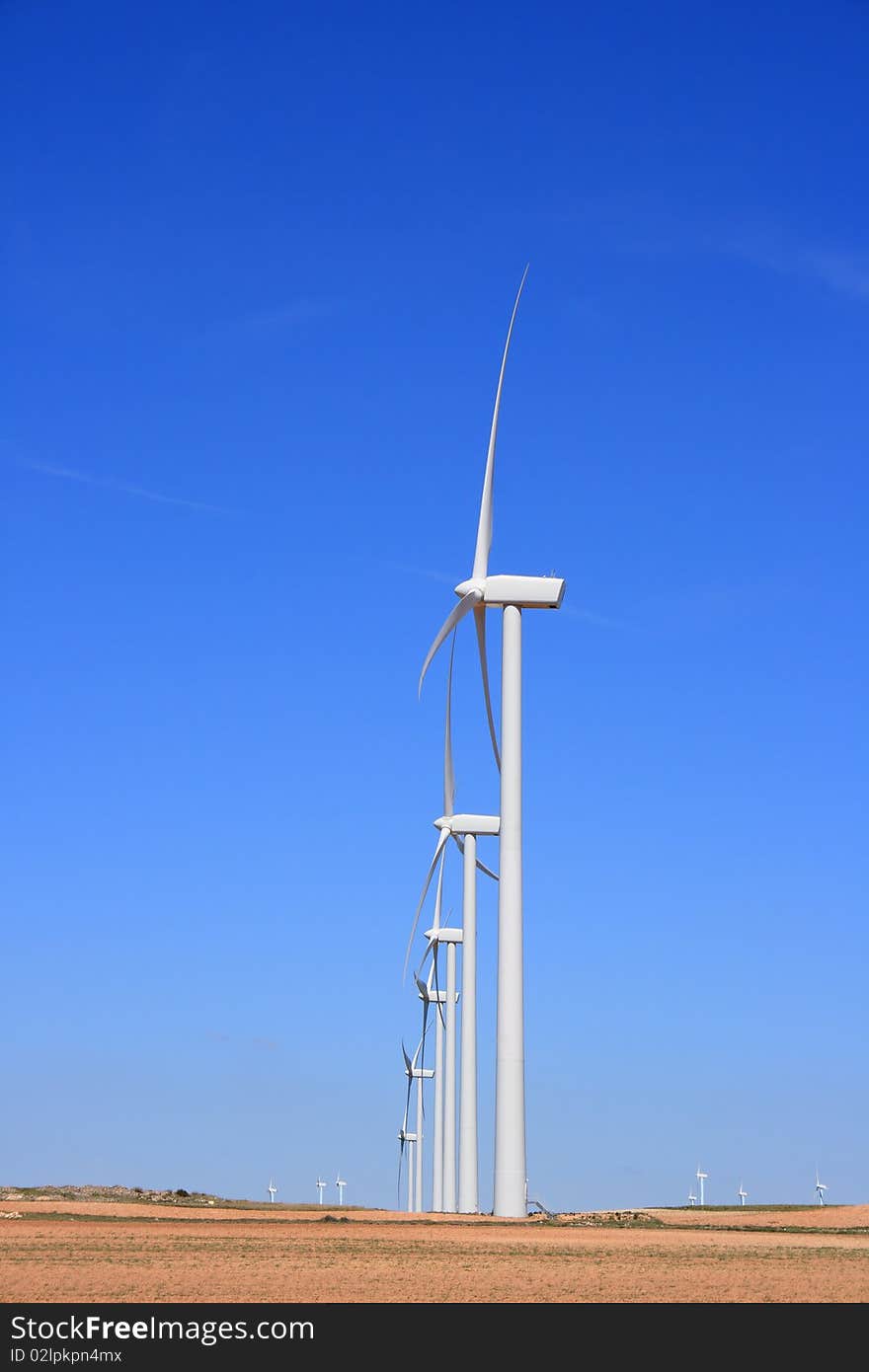 Wind turbines in Aragon fields (Spain)