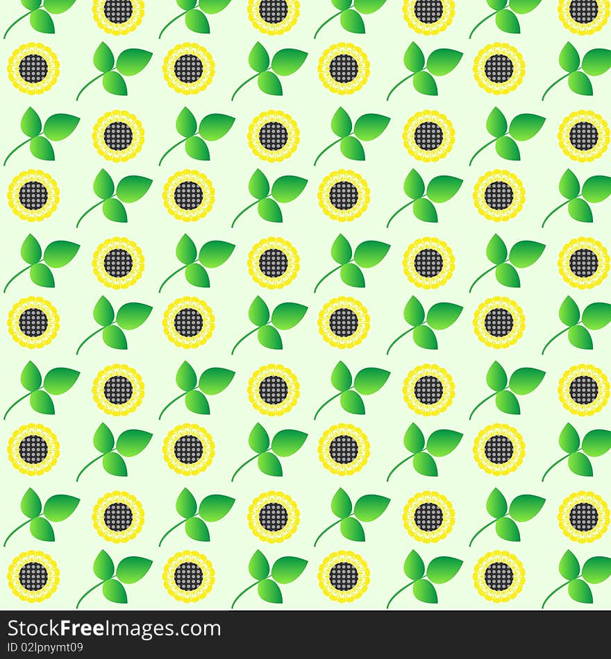 Seamless consists of sunflowers and leaves