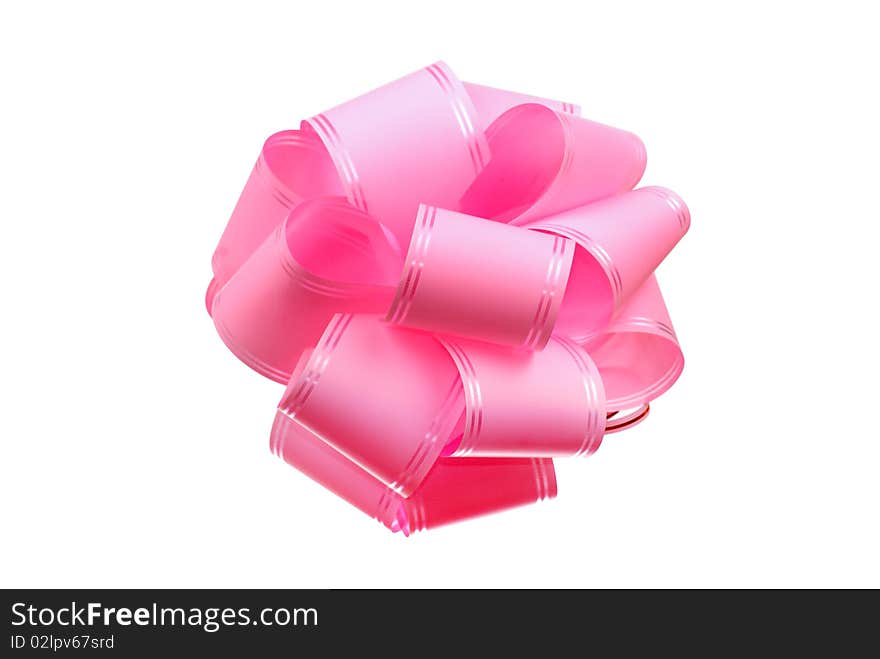 Pink bow isolated on white background