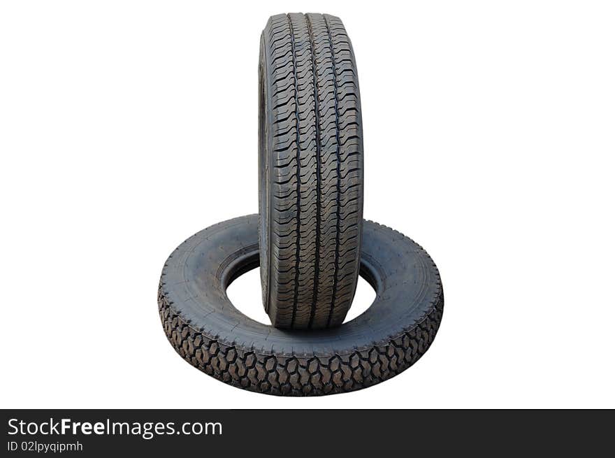 Tyres are isolated on a white background