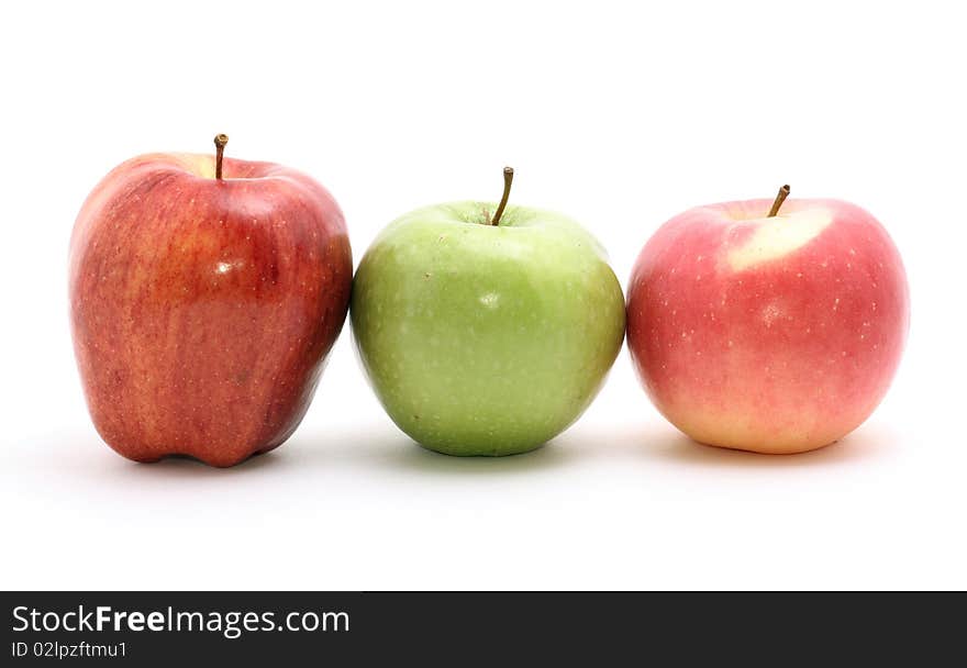 Selection of apples isolated on white