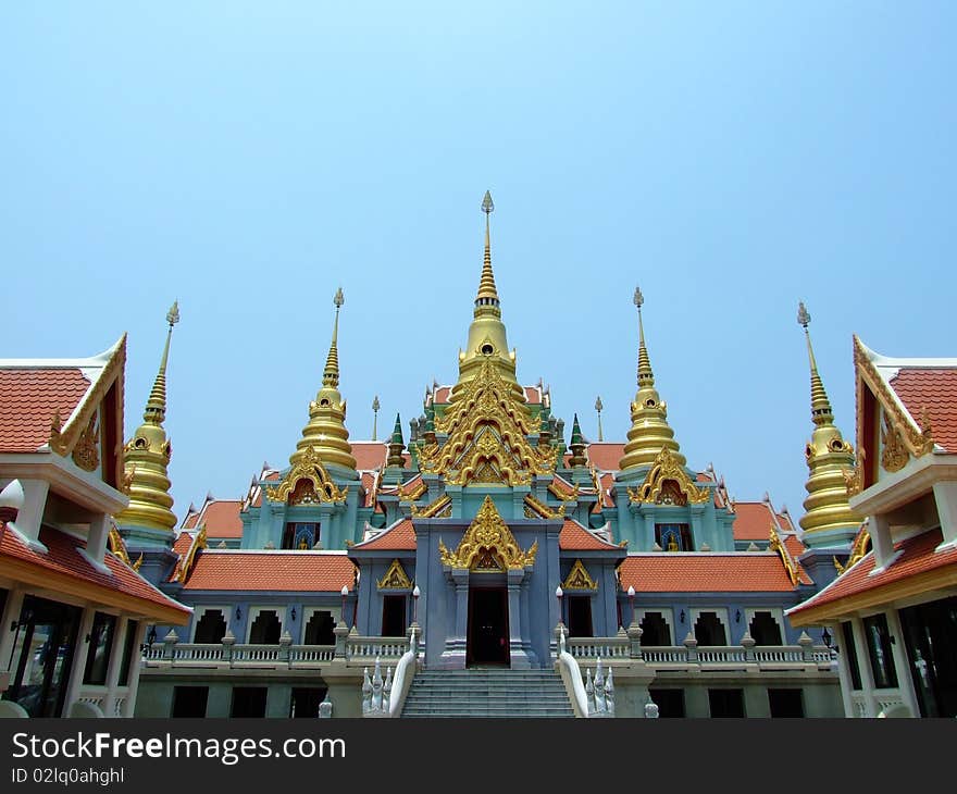 The 5 spired temple on the top of the mountain in Prachuabkhirikhan Province, Thailand