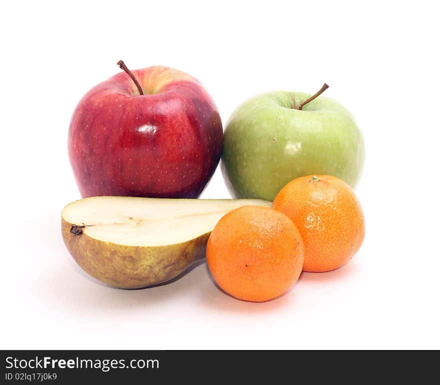 Group of fruits isolated on white