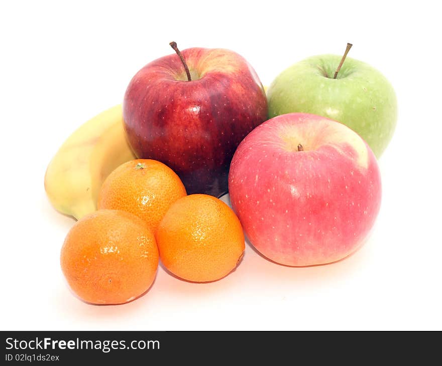 Group of fruits isolated on white