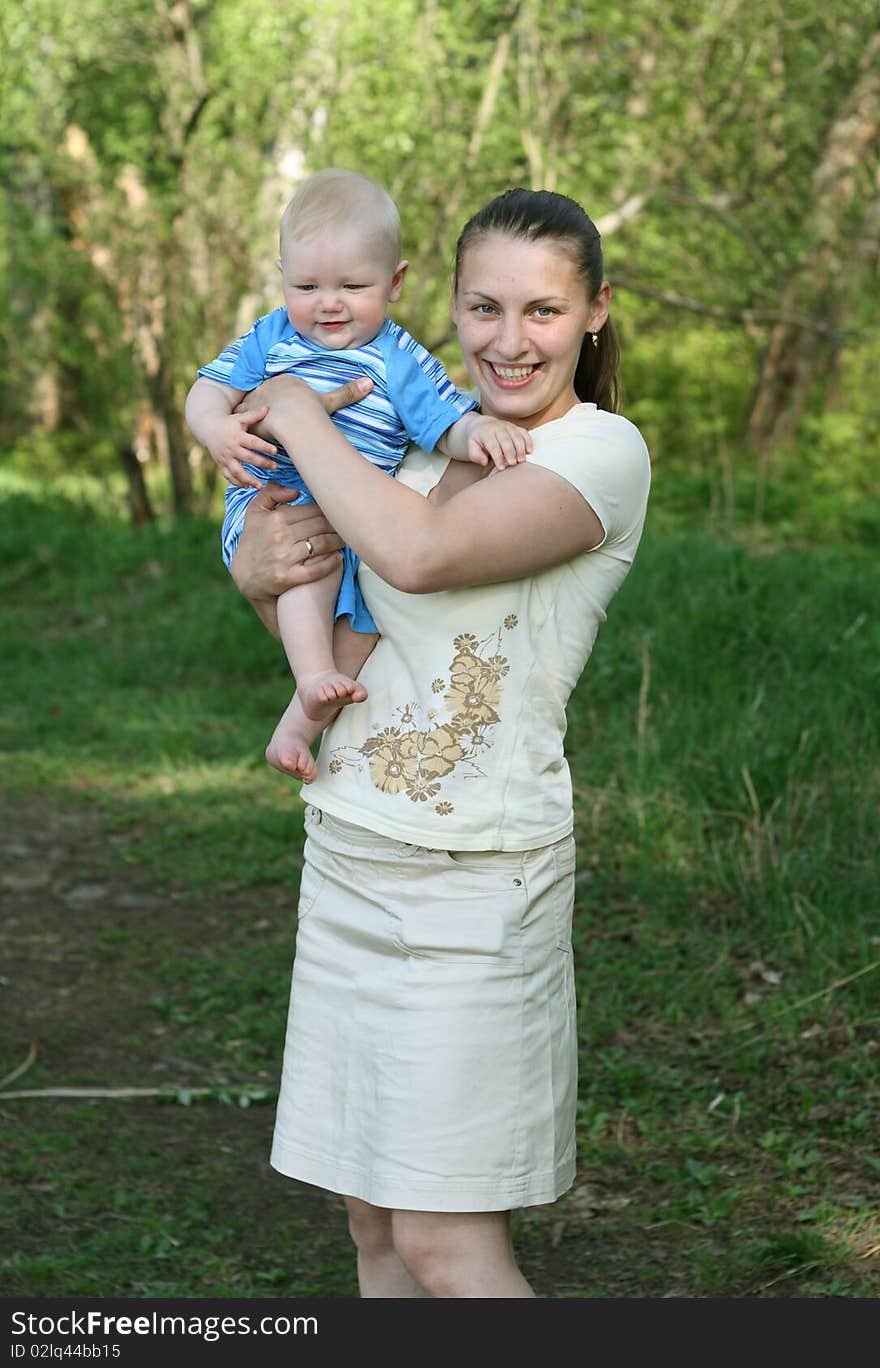 Mother with baby in the park