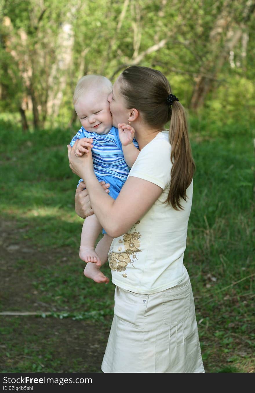 Mother with baby in the park