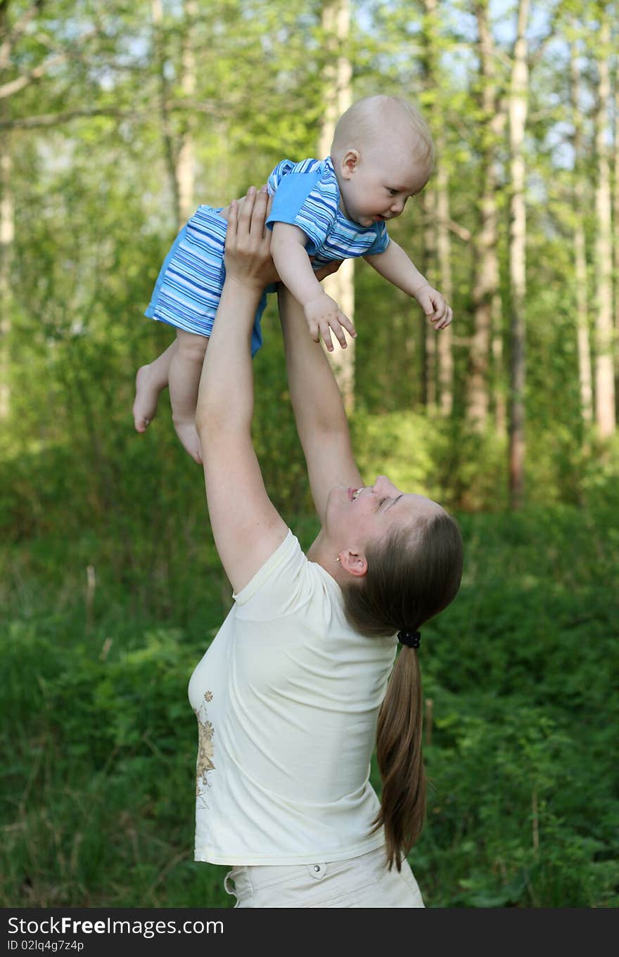 Mother with baby in the park