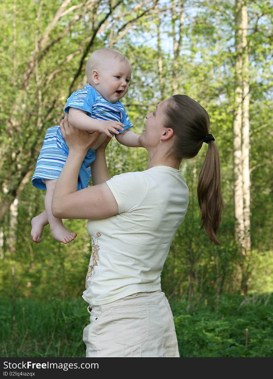 Mother with baby in the park