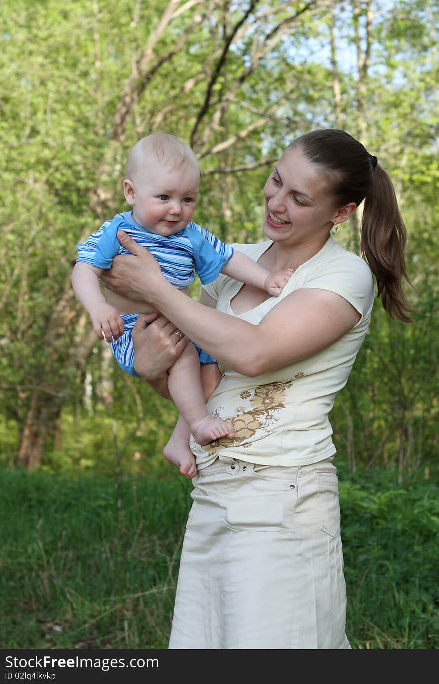 Mother with baby in the park