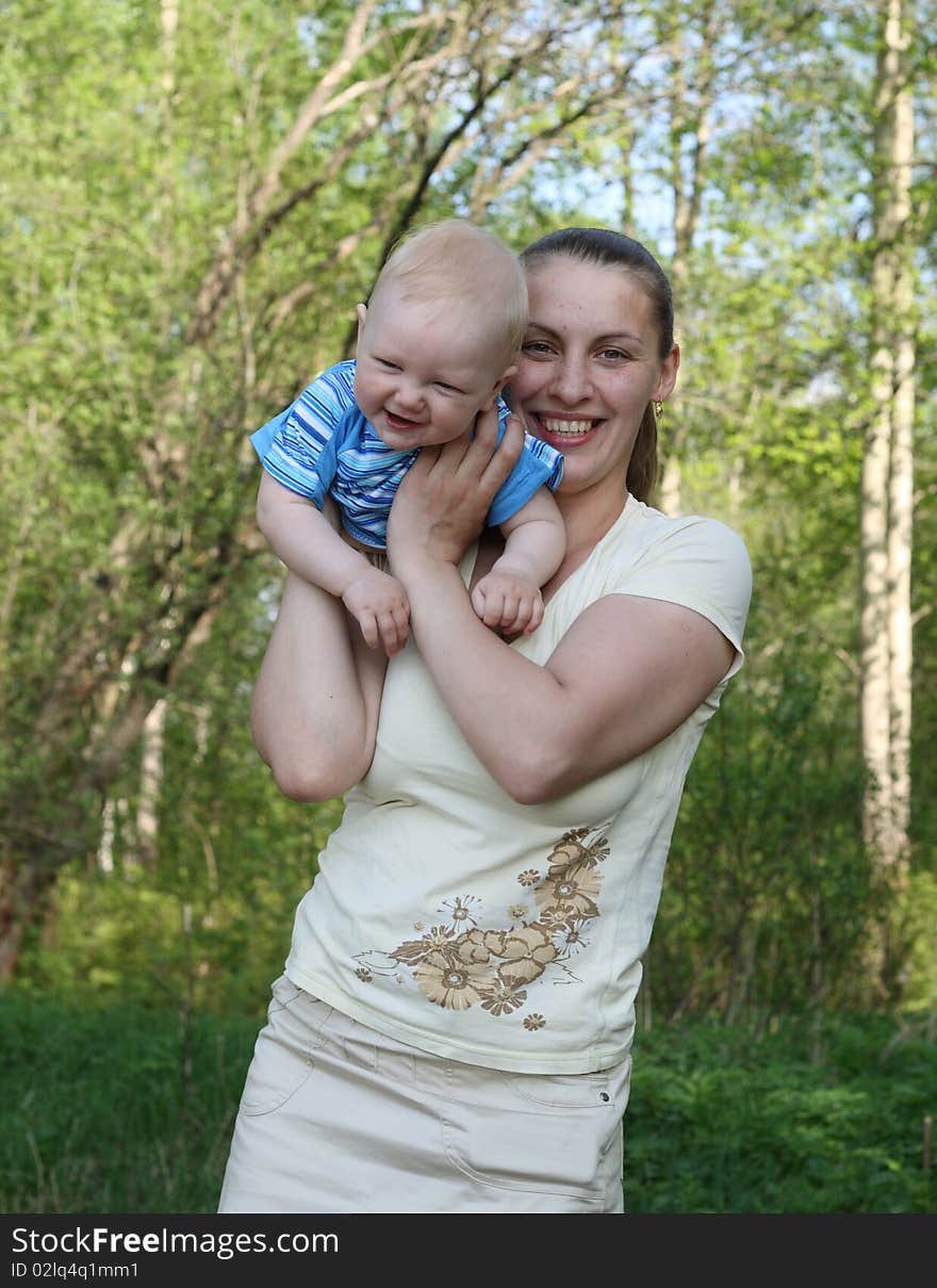 Mother with baby in the park