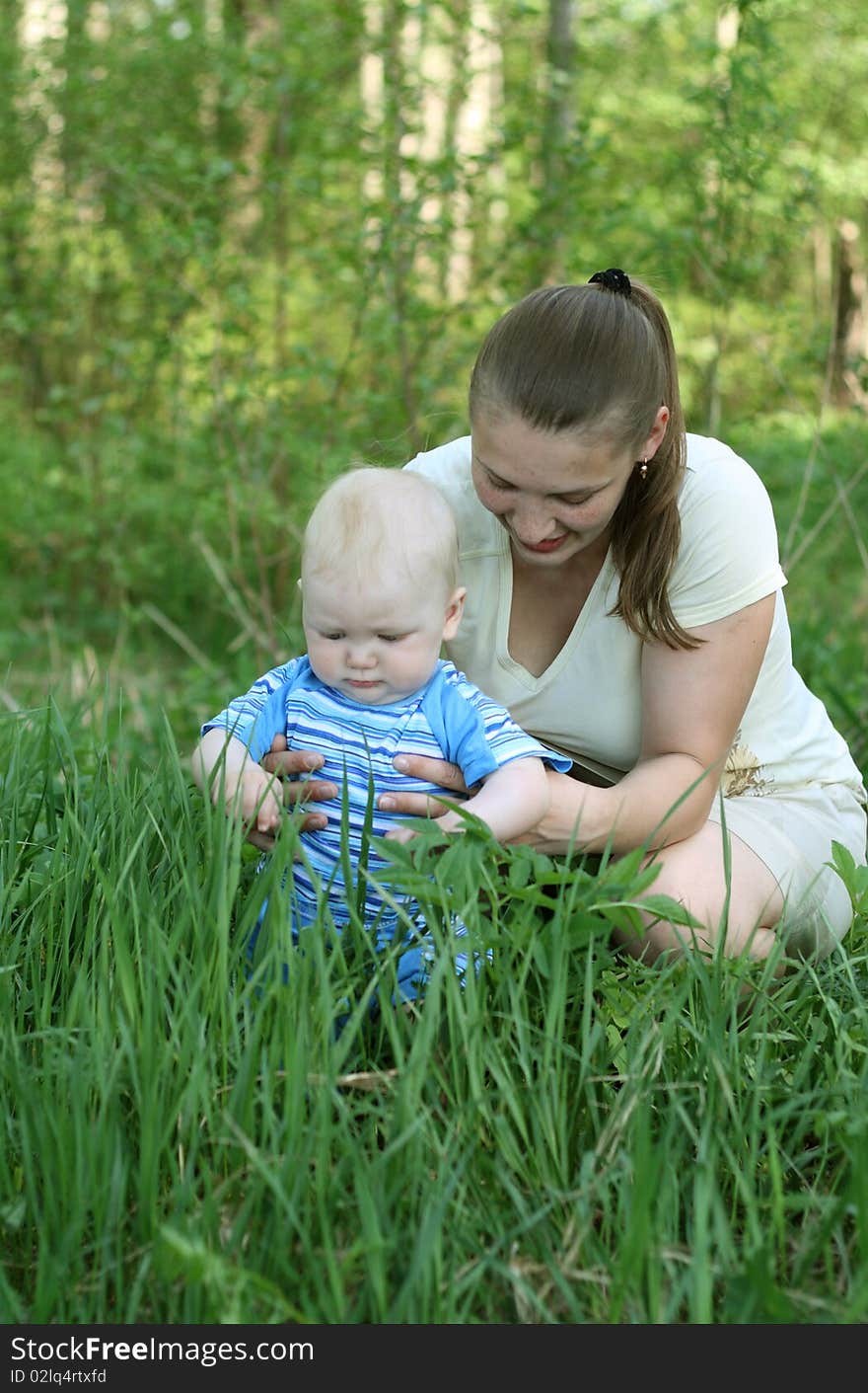 Mother with baby in the park