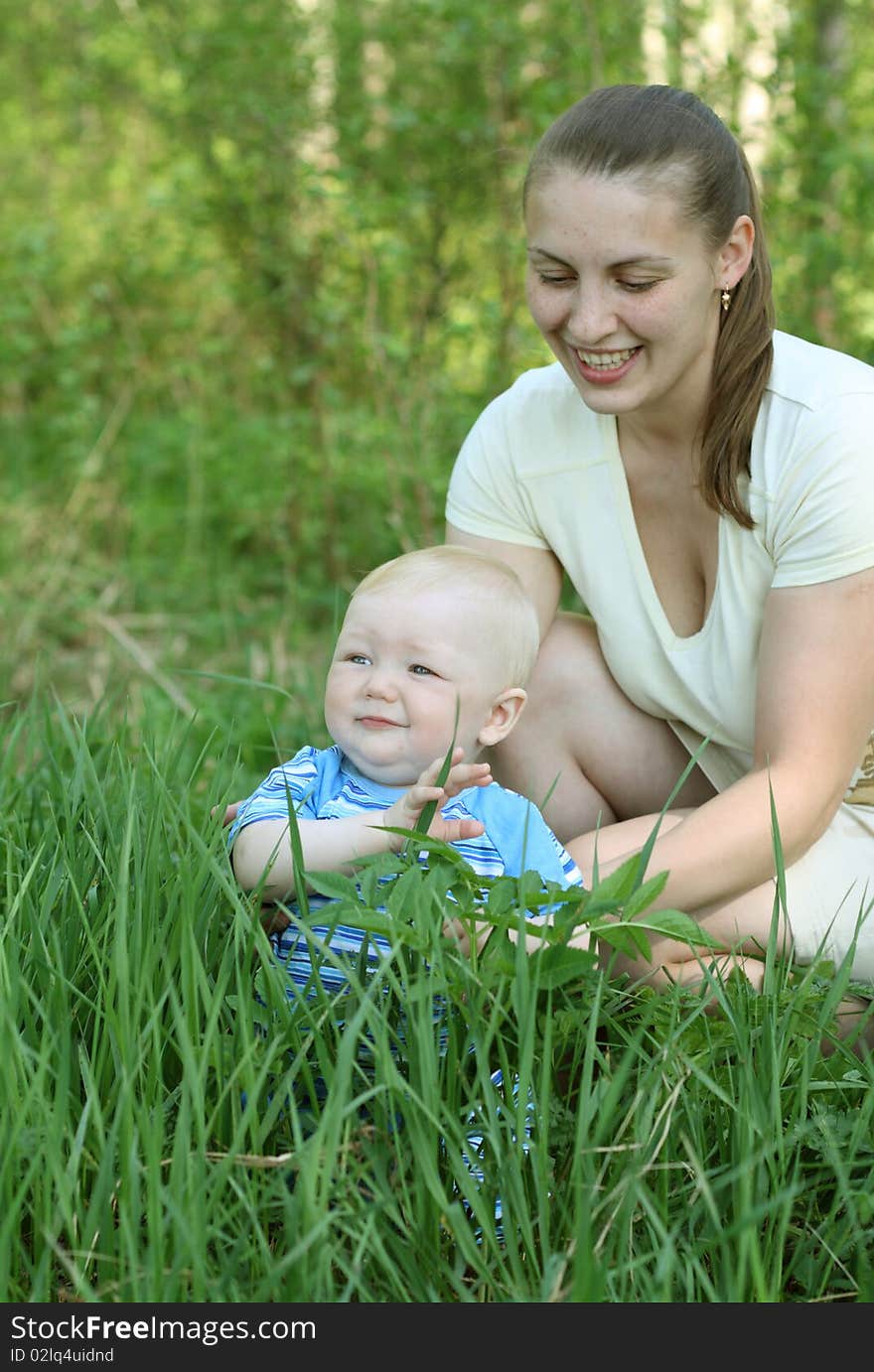 Mother with baby in the park