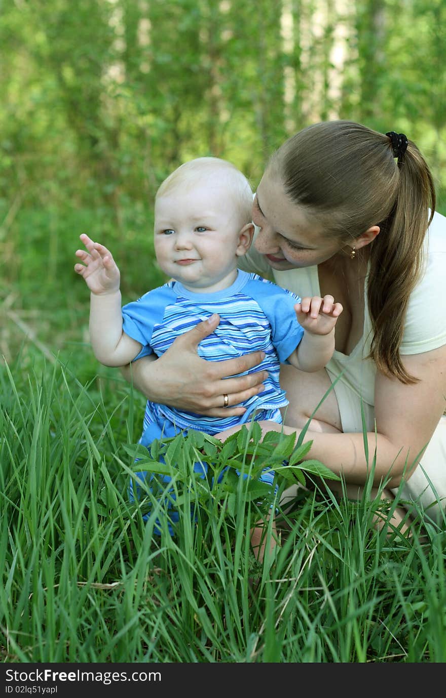 Mother with baby in the park