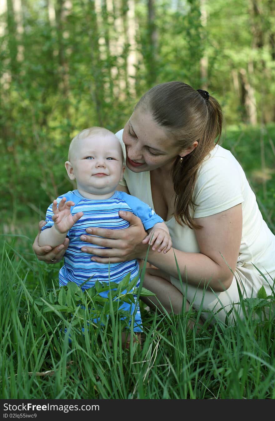 Mother with baby in the park