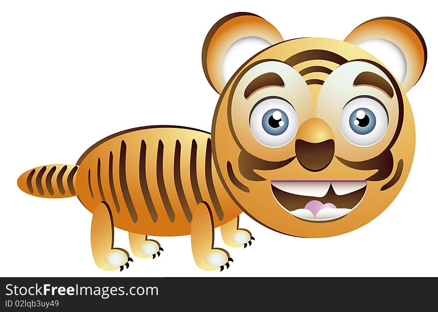 Merry and mischievous tiger stripes on a white background