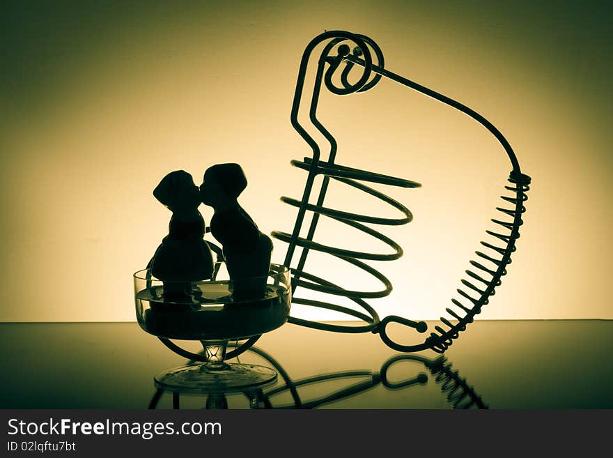 Beautiful and lovely glass glass crafts couples kissing. Beautiful and lovely glass glass crafts couples kissing