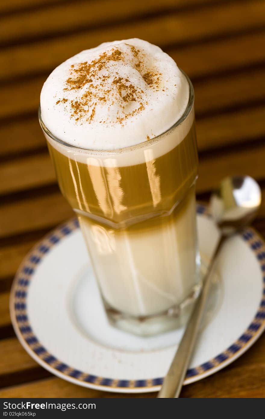 Froth Drink,Coffee Latte Macchiato in a glass