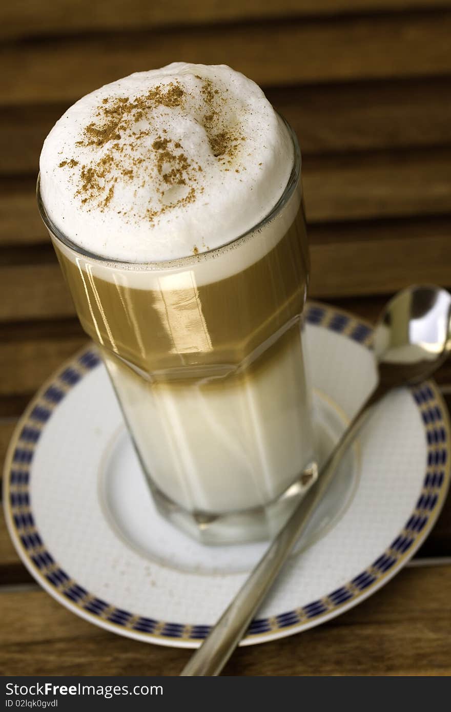 Froth Drink,Coffee Latte Macchiato in a glass