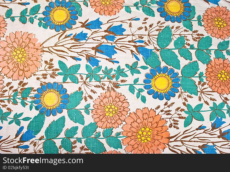 Linen fabrics with retro floral pattern