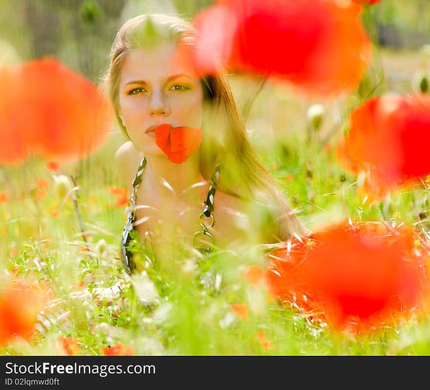 Woman And Poppies