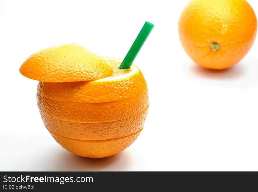 Abstract orange juice with straw. Abstract orange juice with straw