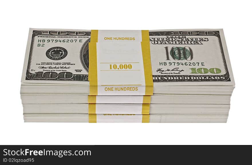 Stack of dollars,isolated on white with clipping path.