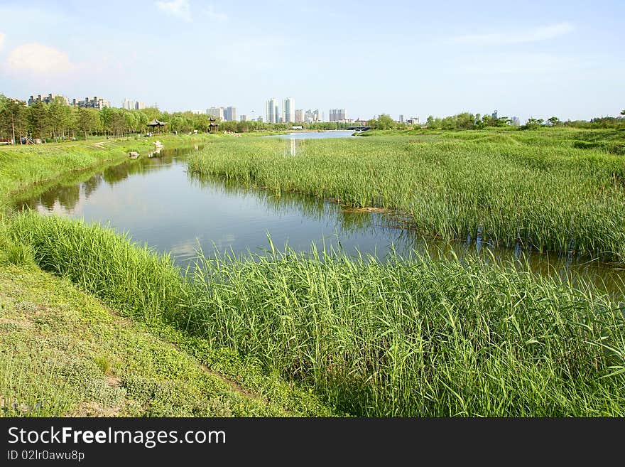 The scencery of everglade park in Taiyuan, Shanxi province, China.