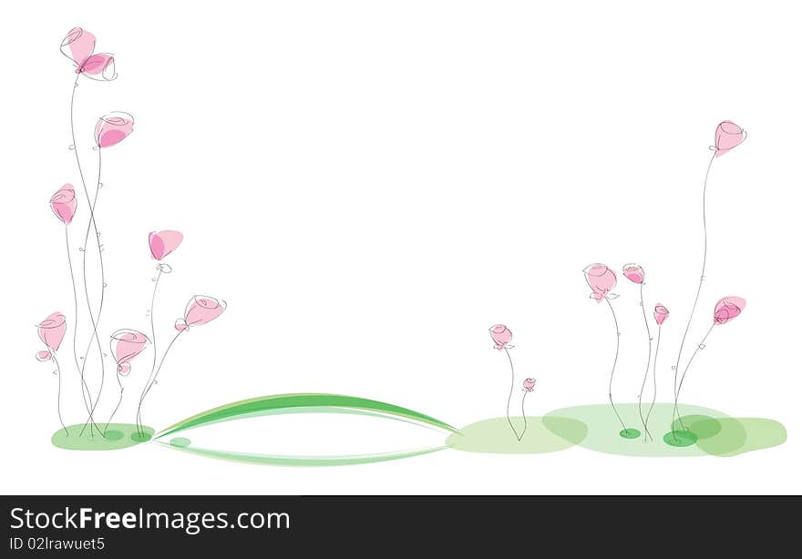 Hand-drawn cartoon fantasy flowering plants. Hand-drawn cartoon fantasy flowering plants