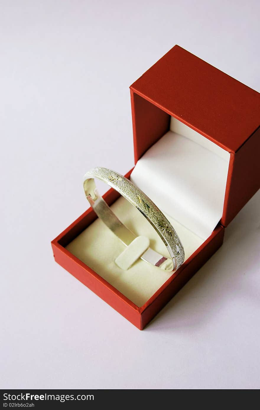 Silver bracelet in a red box