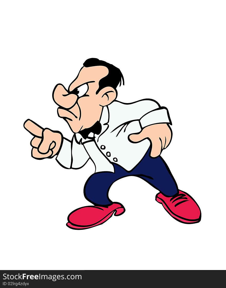 Cartoon drawing of an angry waiter