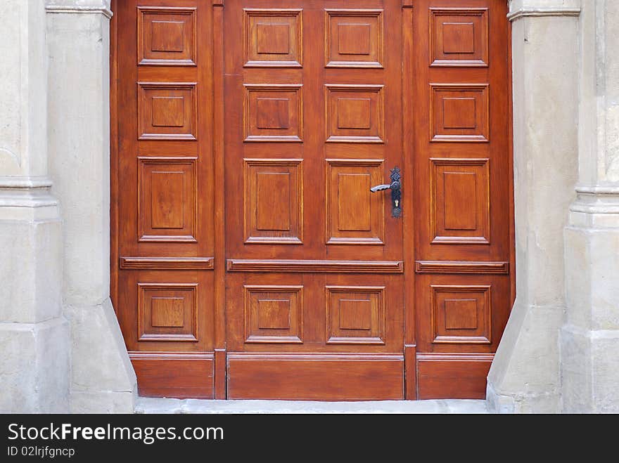 Old wooden door with aged paint texture. Old wooden door with aged paint texture