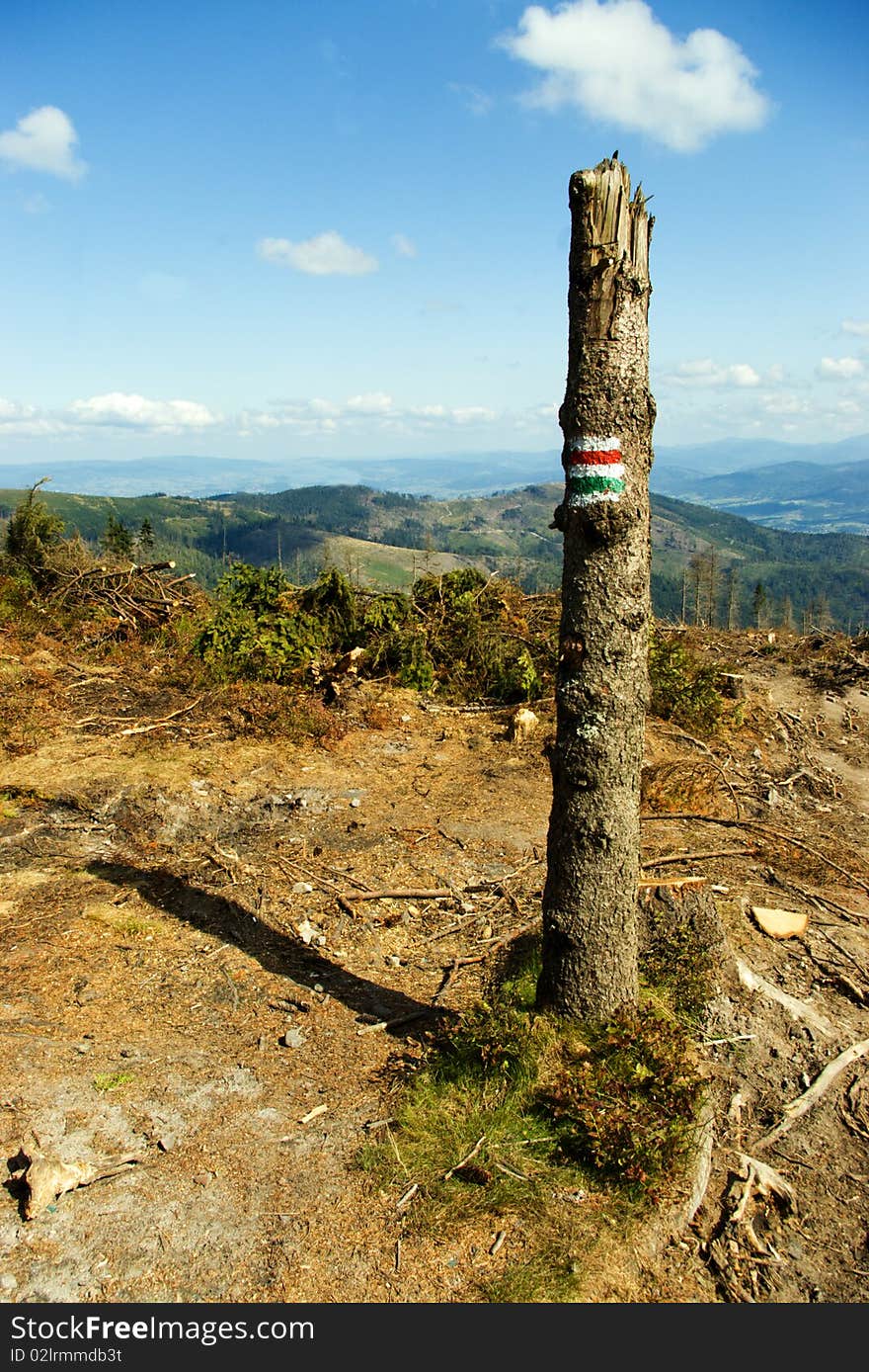 The sign at the mountain path