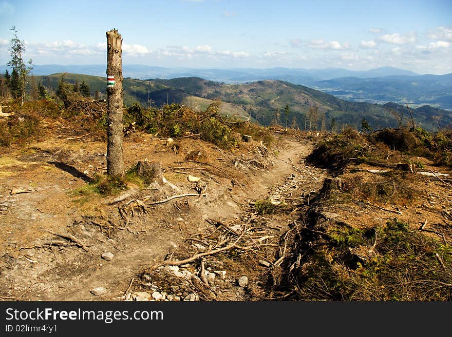 The sign at the mountain path