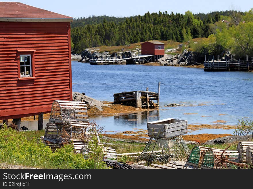 Tranquil scene of fishing Stages