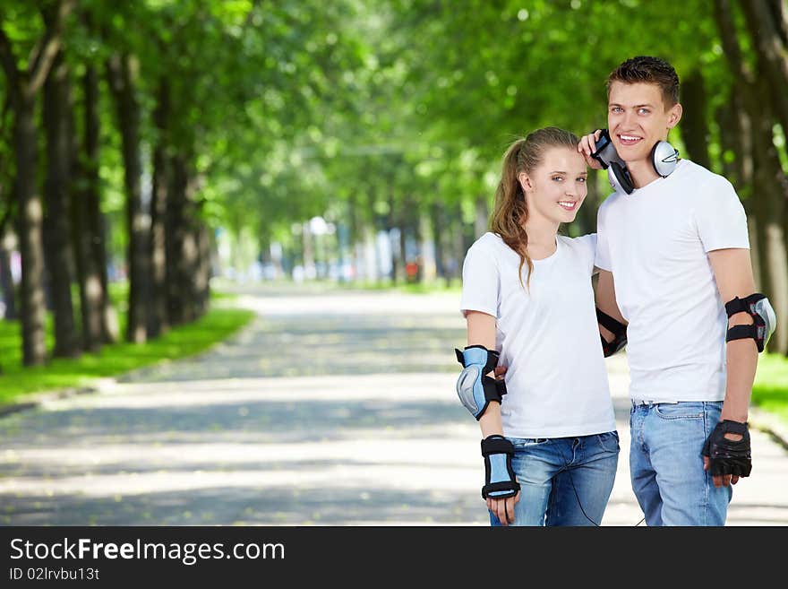 Young couple in park