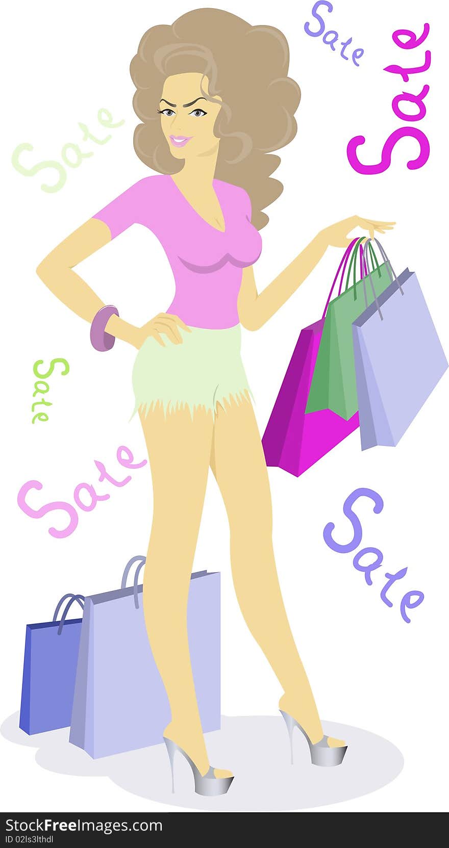 Beautiful girl with shopping bags on sale. Beautiful girl with shopping bags on sale