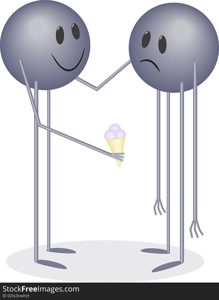 Two man-emoticon gray with cream. Two man-emoticon gray with cream