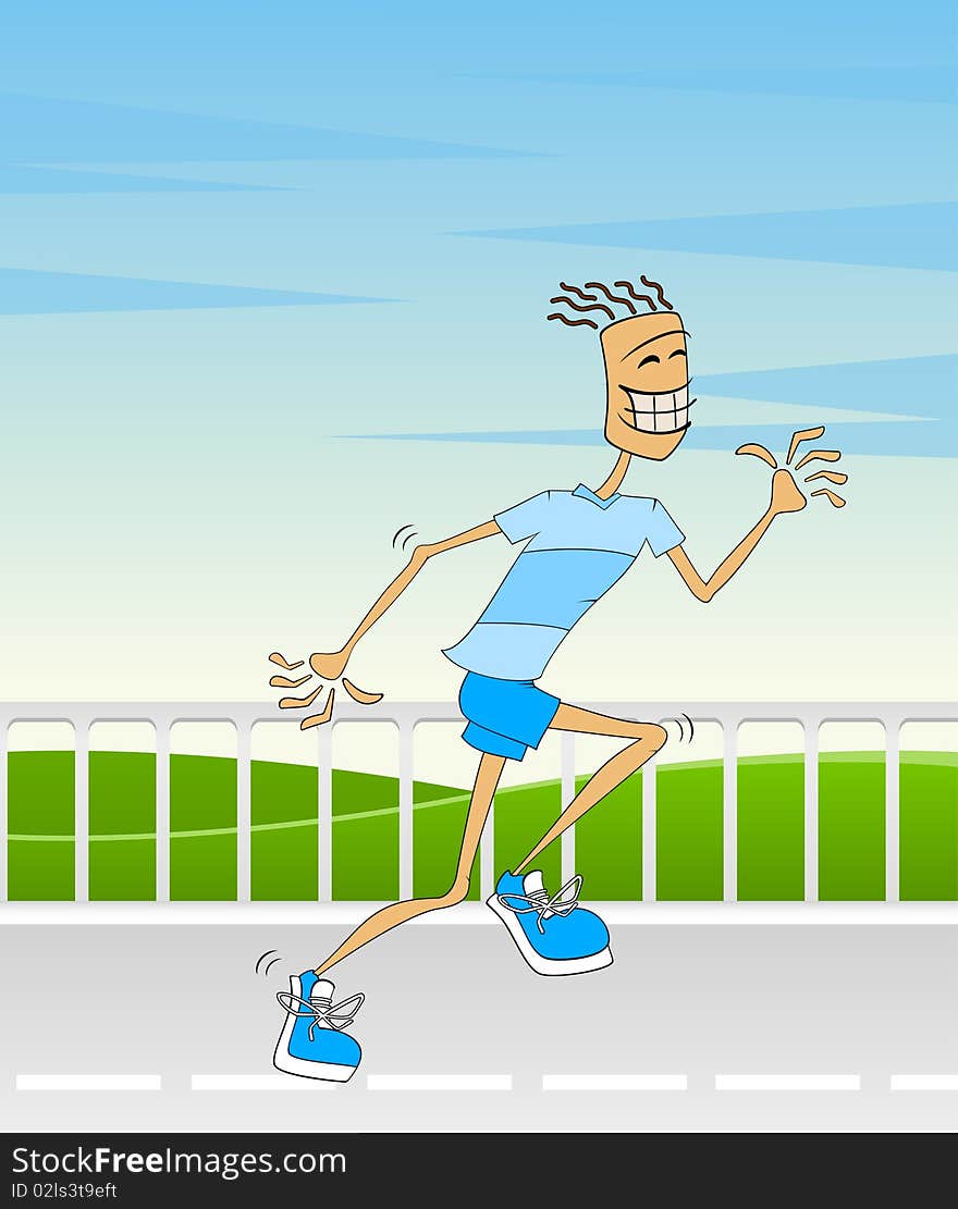 Attractive athletic man hurrying