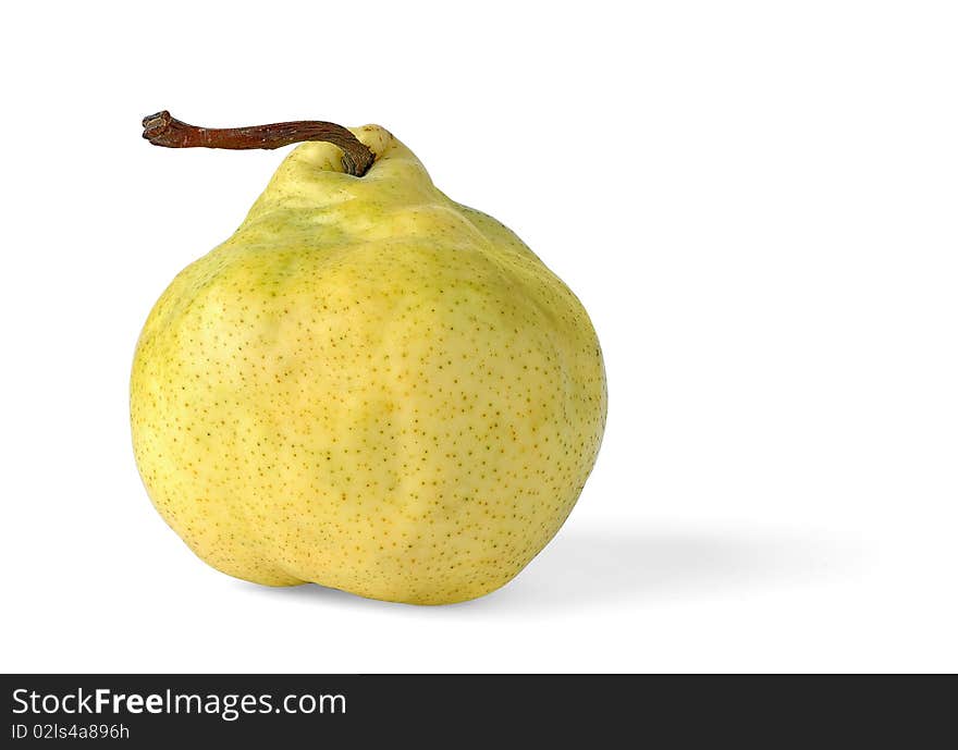 Juicy ripe yellow pear over white background. Juicy ripe yellow pear over white background